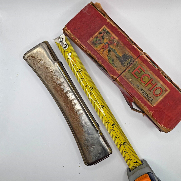 1940s M. Hohner Echo C Key Curved Harmonica Grand Prix Germany Original Box Read - Picture 2 of 16